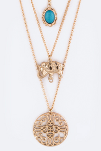 Elephant & Medallion Necklace Set