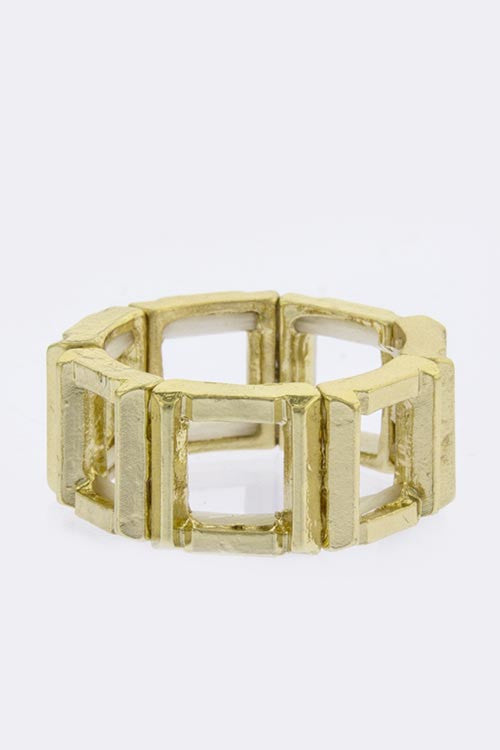 Gold Square Frame Link Ring