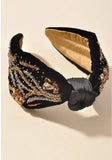 Black Swan Velour Beaded Headband