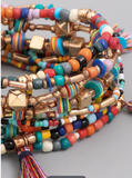 "Arielle" Multi Colored Beaded Tassel Bracelets