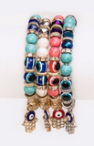Hamsa Jeweled Stretch Bracelet Set