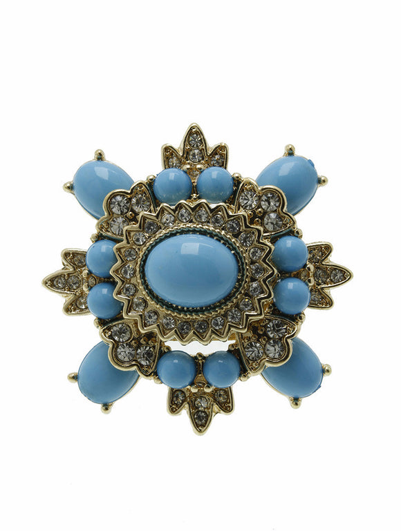Blue Crystal Stretch Statement Ring