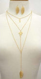 Gold Leaf Pendant Necklace Set